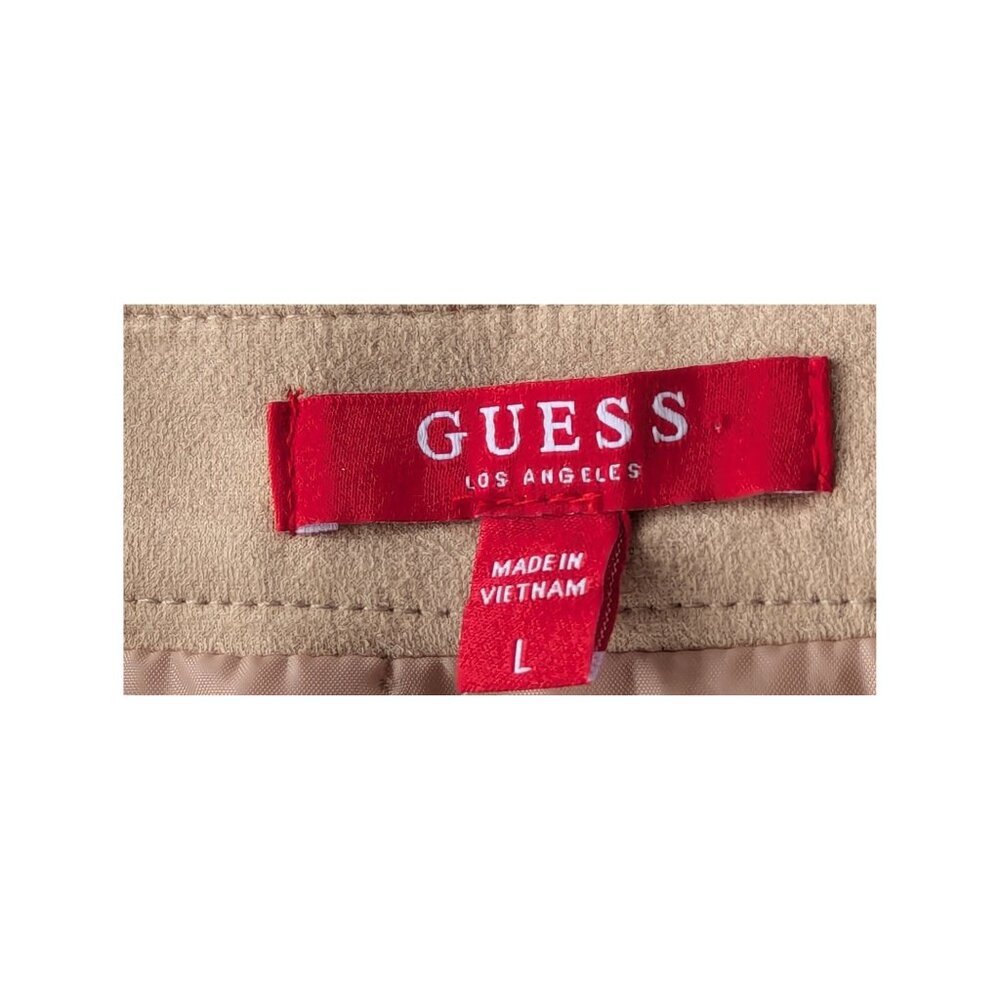 GUESS Los Angeles Faux Suede Mini Skirt Dulce Cream Beige Size L NWT - Picture 4 of 6